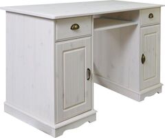 Письменный стол Клаудиа с ящиками тумбой из массива сосны, белый