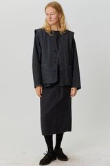 Стеганый жилет на пуговицах из черного вареного хлопка