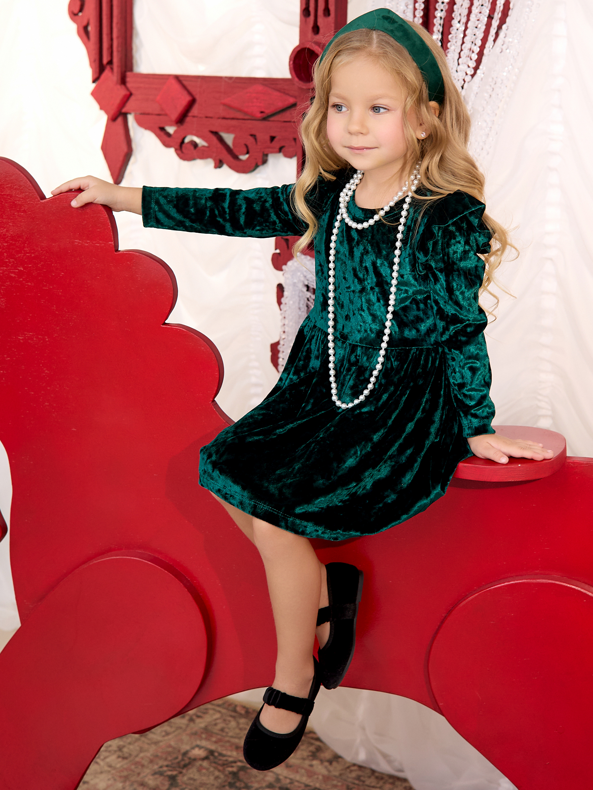 Платье Фея бархат изумруд