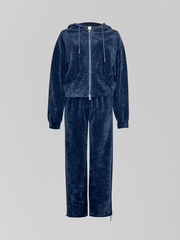 Спортивный костюм Yan Fashion 7118 вельветовый из кофты с капюшоном и широкий брюк