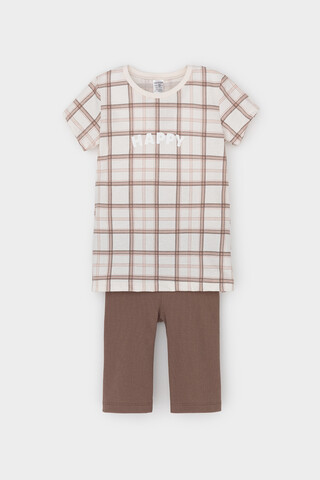 пижама  для девочки  КП 1643/сосновая кора,шотландская клетка