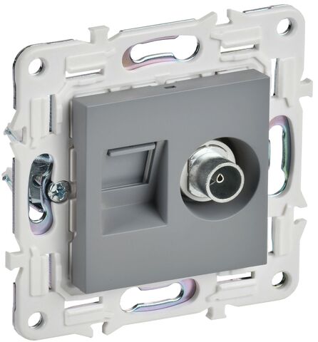 SKANDY Роз. двойная TV+RJ45 кат.6 SK-A15Gr сер. IEK