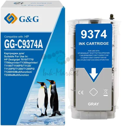 Cartridge GG 72 для DJ T610, T620, T770, T1100, T1120, T1200, T2300, T1300, T790, серый (130мл)