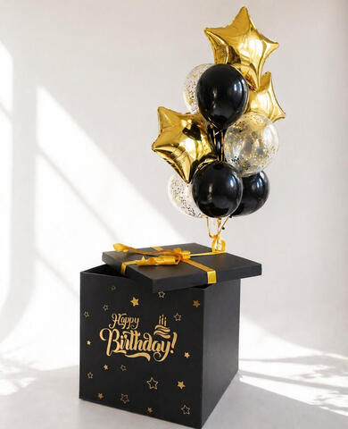 Связка гелиевых шаров в коробке