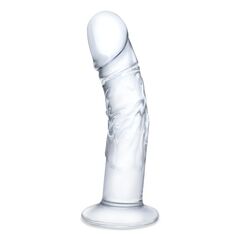 Стеклянный фаллоимитатор из стекла 7’’ Curved Realistic Glass Dildo With Veins - 15,9 см. - 
