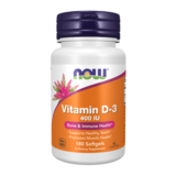 Витамин Д-3 400 МЕ, Vitamin D-3 400 IU, Now Foods, 180 желатиновых капсул 1
