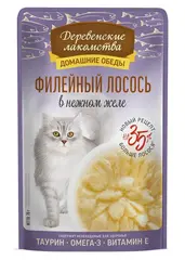 Деревенские лакомства пауч для кошек Филейный лосось в нежном желе 70 г