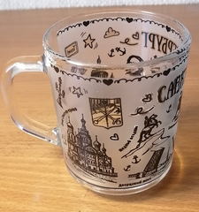 Кружка 250 мл стекло с видами Петербурга.