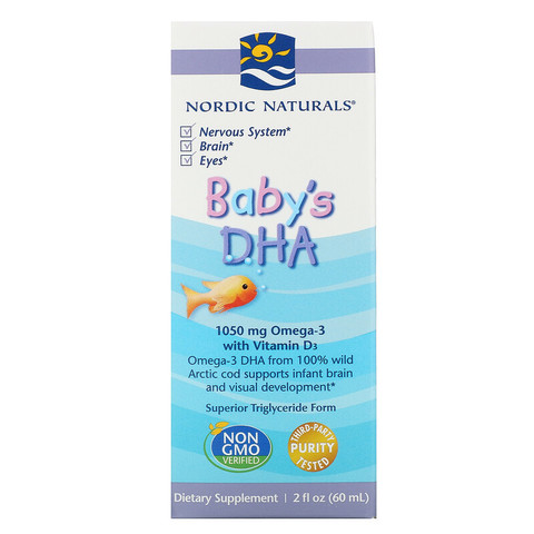Nordic Naturals, ДГК с витамином D3 для детей, 1050 — мг, 60 мл (2 жидких унции)