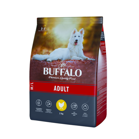 Mr.Buffalo Adult сухой корм для собак средних и крупных пород (курица) 2 кг
