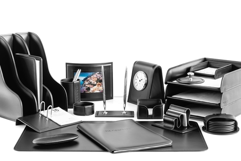 Настольный набор руководителя 21 предмет из кожи цвет черный