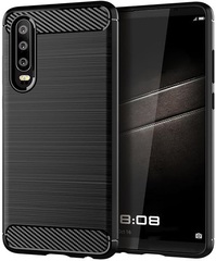 Чехол для Huawei P30 цвет Black (черный), серия Carbon от Caseport