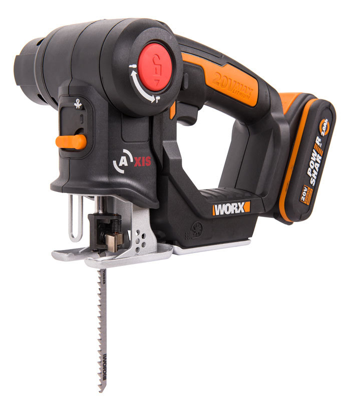 Аккумуляторный лобзик-сабельная пила WORX Axis WX550.1, 20В, 2Ач x2, кейс