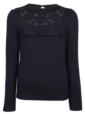 Блуза с вышивкой Снег темно-синяя
