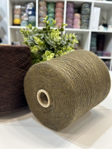 Кашемир 60%, альпака 40% LORO PIANA MAL 1300 оливковый меланж