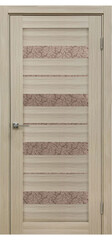 Межкомнатная дверь X-5 / Цвет тон Кремовая лиственница / Остекление "Гранит бронза" / Двери Верда