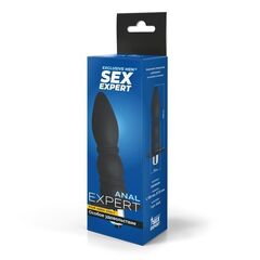 Черный силиконовый анальный вибратор Sex Expert - 13 см. - 