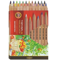 Карандаши цветные неокрашенный корпус KOH-I-NOOR jumbo TRIOCOLOR 3154, 24цв, картон.упак.