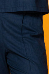 Льняной темно-синий костюм (топ и брюки)