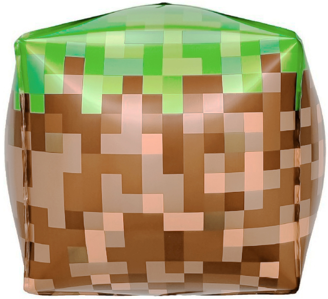 К 22''/56 см, Куб 3D, Пиксели, Зеленый/Коричневый, 1 шт. (в упаковке)