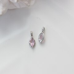 Подвеска Маркиз со светло-розовым фианитом, 14*5 мм, родий, П406