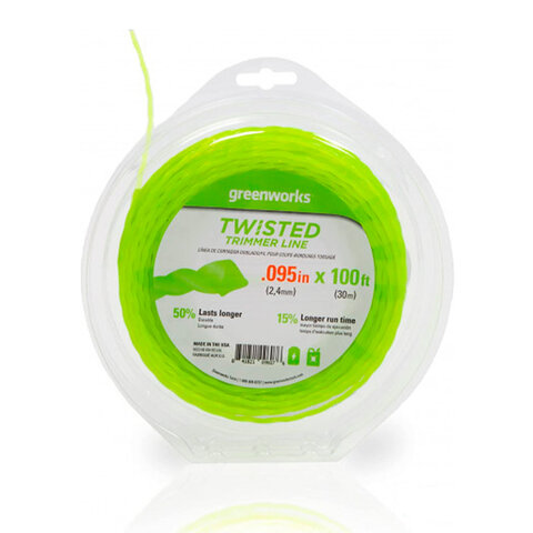 Витая леска для триммера Greenworks, 2,4мм, Арт, 2950207
