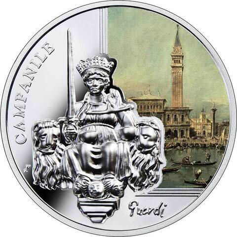 Ниуэ 2016, 2 доллара, серебро. Гварди. Кампанила собора Святого Марка, Венеция