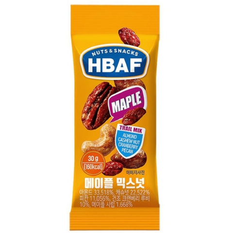 Ассорти орехов и сухофруктов в кленовом сиропе HBAF Nuts & Snacks Maple Trial MIX, 30 гр