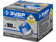 ЗУБР 100 мм, жгутированная стальная проволока 0.8 мм, усиленная чашечная щетка-крацовка для УШМ, Профессионал (35271-100)