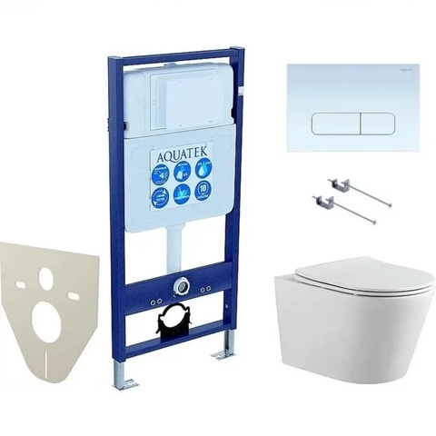 Aquatek SET AQUATEK ВЕГА-1905-013 KK-1 (рама AQUATEK Standard INS-0000012 с клавишей KDI-0000013 и крепежом KKI-0000001+унитаз ВЕГА AQ1905-00 с тонким сиденьем sc
