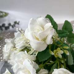 №2 Розы искусственные белые, букет 30 см, набор 2 букета.