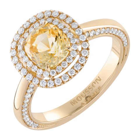 Кольцо с жёлтым сапфиром и бриллиантами, R0070-74/1