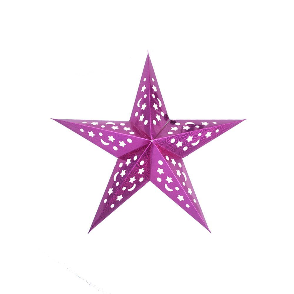 Бумажная звезда, 45 см, 5-конечная, голографическая, Сливовый