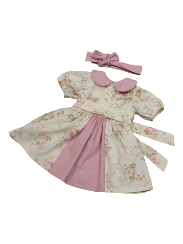 Платье комбинированное - Кремовый. Одежда для кукол, пупсов и мягких игрушек.