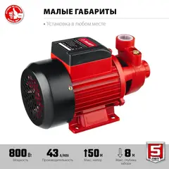 ЗУБР 800 Вт , поверхностный вихревой насос, корпус из чугуна (НС-М1-800-Ч)