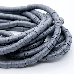 Бусина-диск, цвет серый, размер 6 мм, цена за нить 40 см