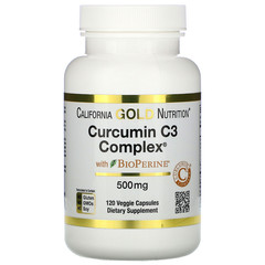 California Gold Nutrition, Curcumin C3 Complex с BioPerine, 500 мг, 120 растительных капсул