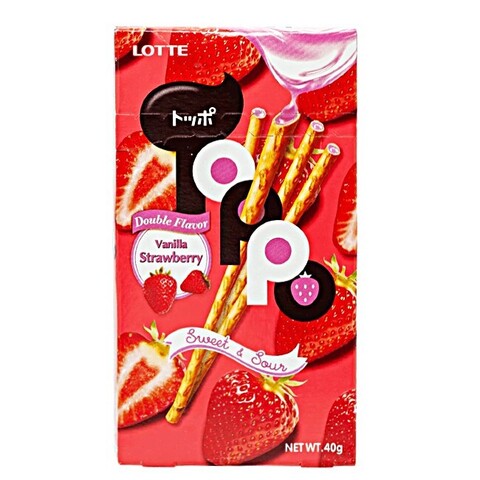 Палочки бисквитные "ТОППО" с клубничной начинкой, Lotte 40гр
