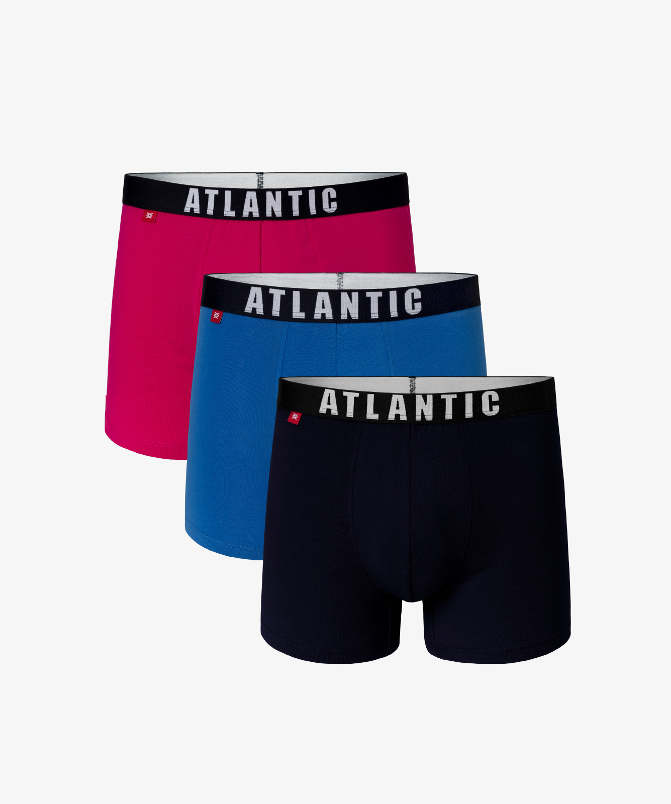 

Мужские трусы шорты Atlantic, набор из 3 шт., хлопок, розовые + бирюзовые + темно-синие, 3MH-011, Розовый + бирюзовый + темно-синий