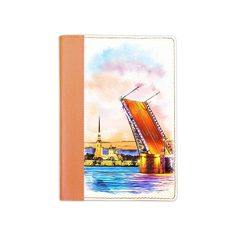 Ежедневник комбинированный с обработанными краями "Разводной мост", рыжий белая вставка