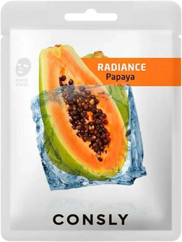 Consly Маска тканевая выравнивающая тон кожи с экстрактом папайи Papaya Radiance Mask Pack