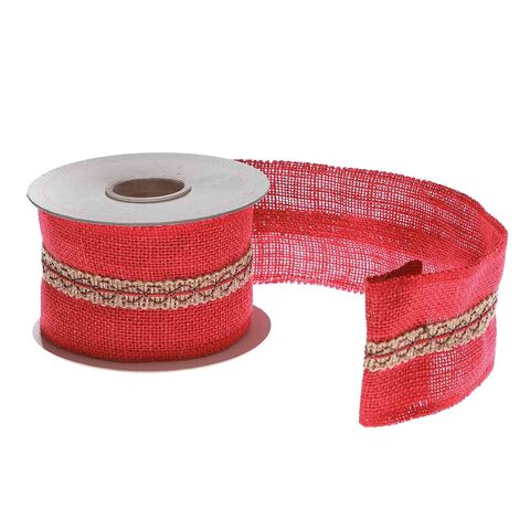 УПАКОВОЧНАЯ ДЕКОР ЛЕНТА JUTE BURLAP TRIM RED