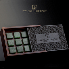 Кубики для охлаждения виски из светло-зелёного нефрита. Набор 9шт.