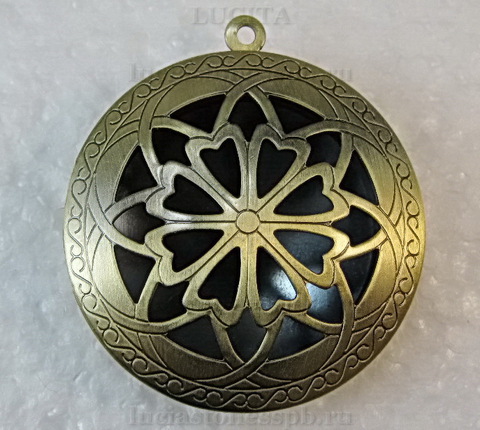 Медальон - подвеска ажурная (цвет - античная бронза) 36х32 мм ()
