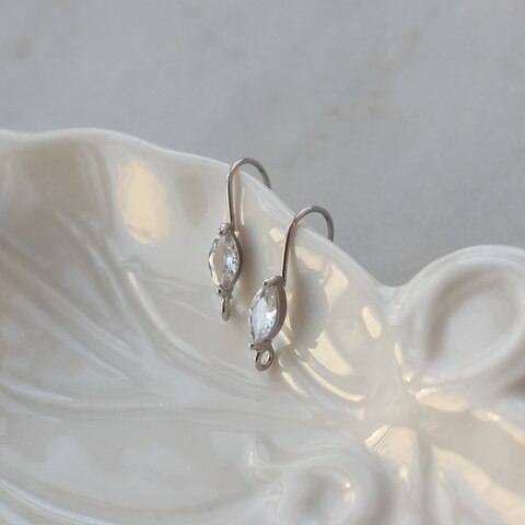 Швензы крючки с фианитом 21 мм, родий, Ш211