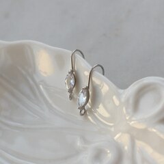 Швензы крючки с фианитом 21 мм, родий, Ш211