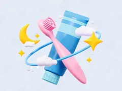 Зубная паста и щётка — 3D иллюстрация для стоматологии и гигиены сна