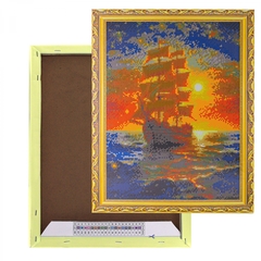 
          Алмазная мозаика Alingar, на подрамнике, с полным заполнением, (глянц), 40х50 см, 25 цветов, "Парусник на закате"