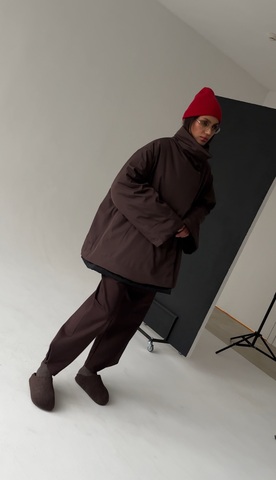 Плащ MINI DOUBLE утепленный (черный/шоколад)