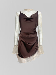 Комплект Kasiet из платья-комбинации с кружевной вставкой и кофты из гипюра